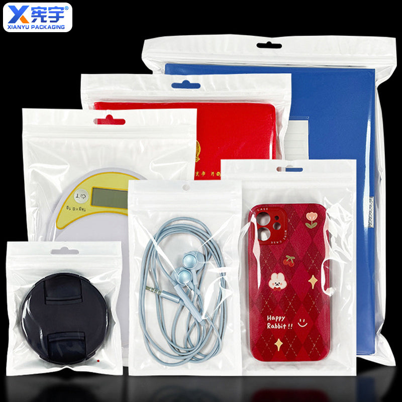 Re-closable  White Ply Bag Bags With Hang Hole