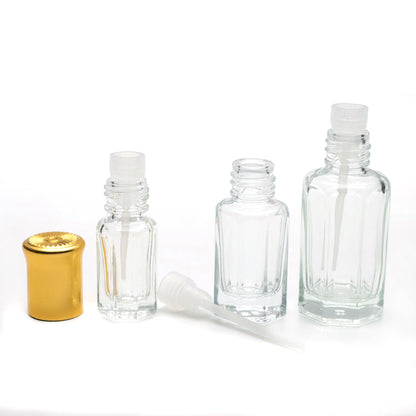 Wedding Favor, Cambodian clear Bakhoor Oud Incense Oud Oil Glass Bottle with Plastic Stick/roll on 3 ml 6 ml