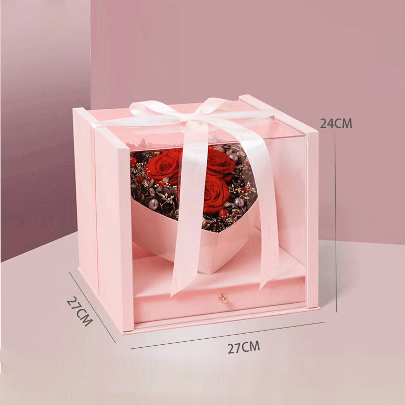 Transparent Flower Gift Box With Drawer