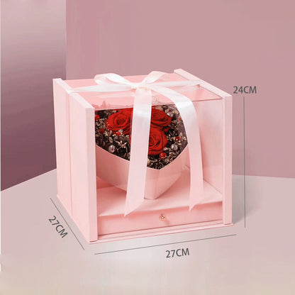 Transparent Flower Gift Box With Drawer