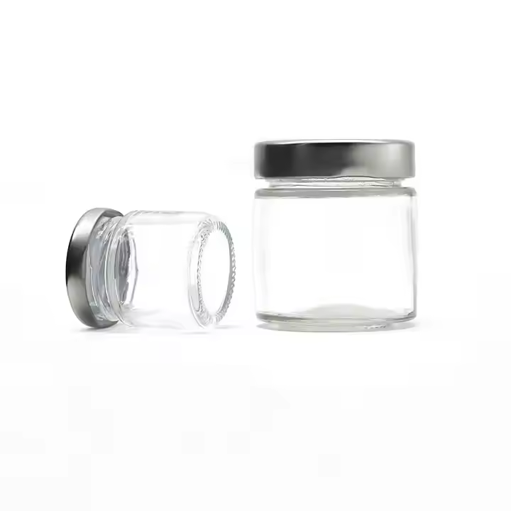 Wedding Favor Glass Storage Jars Metal Lids 25 ml & 50 ml.