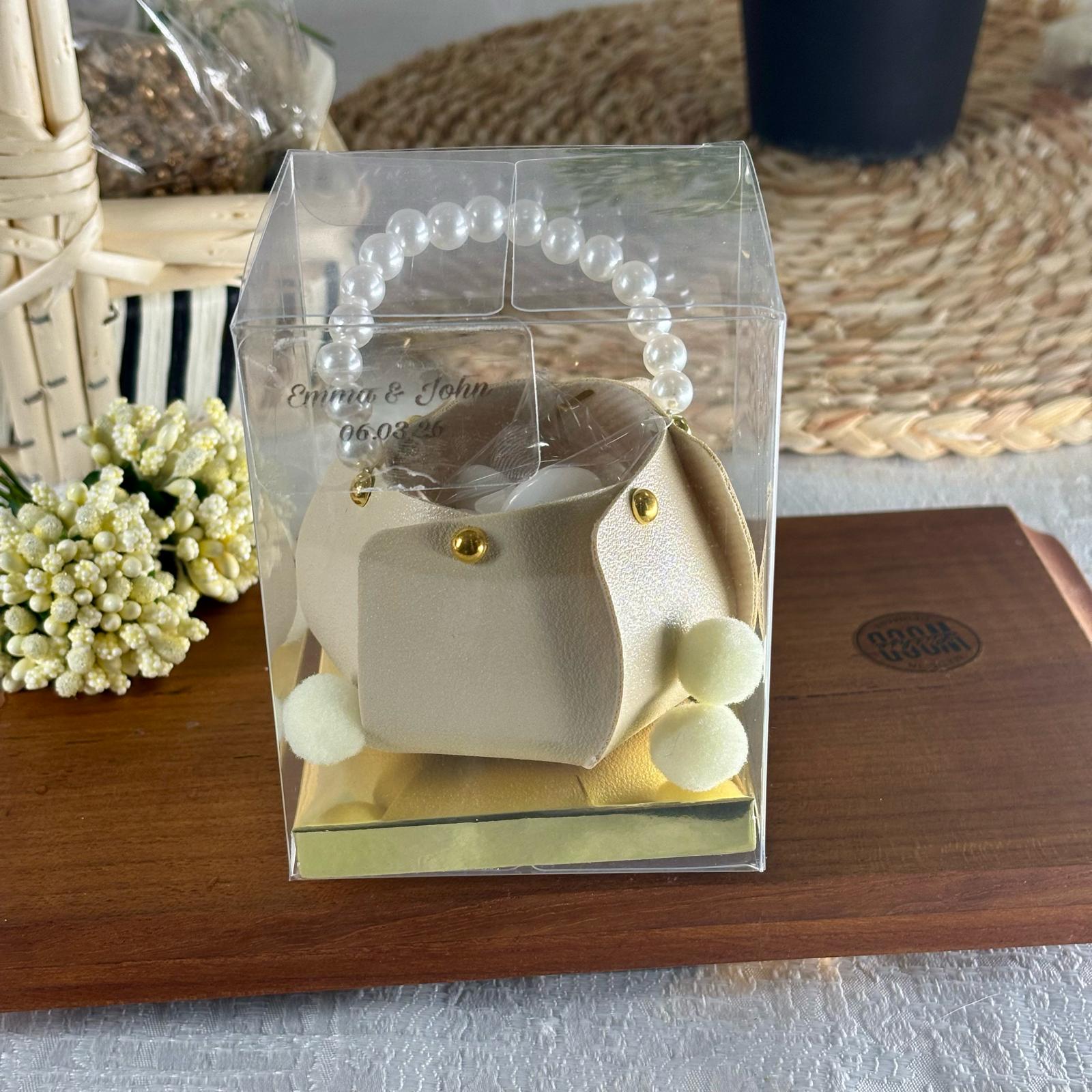 Leather Gift Purse with Pearl Handle