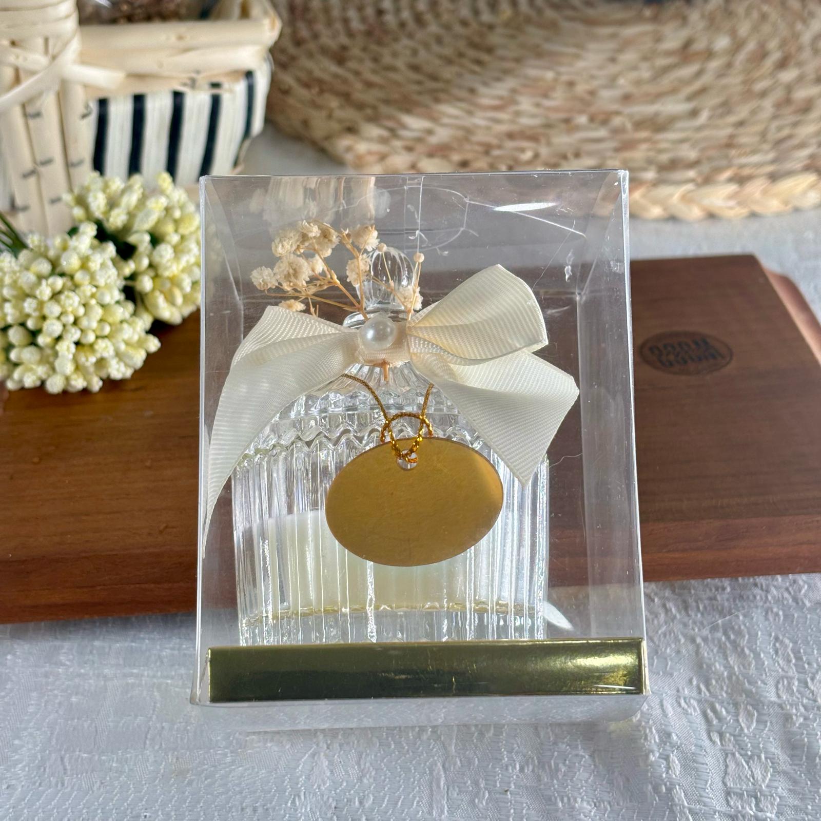 Bougie de luxe en pot de verre avec LED, cadeau de mariage