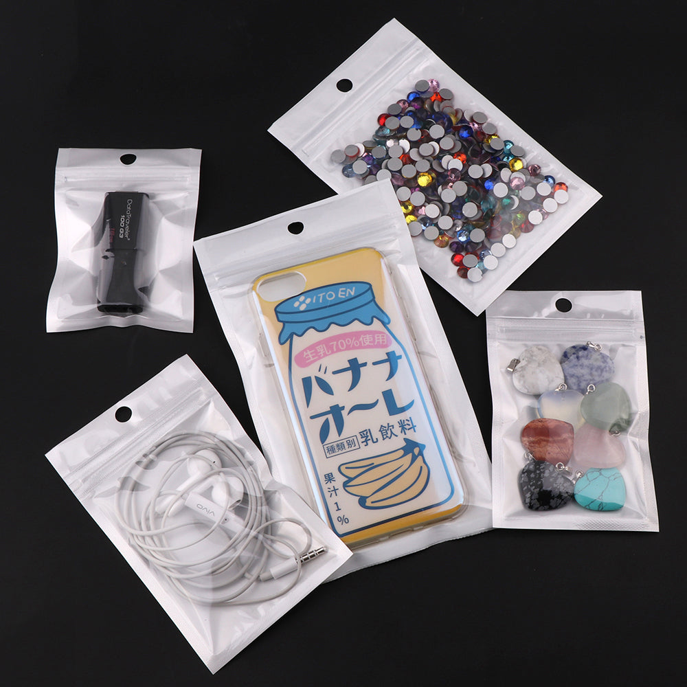 Re-closable  White Ply Bag Bags With Hang Hole