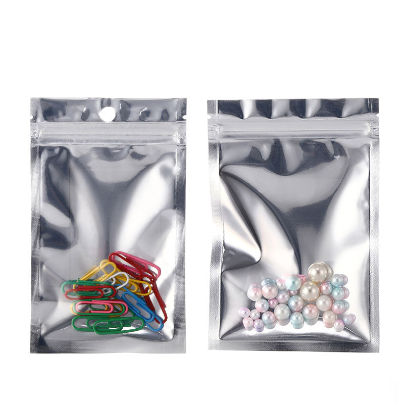 Transparent Silver Square Zipper Bag Plastic Packaging for Necklaces Jewelry Gift