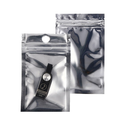Transparent Silver Square Zipper Bag Plastic Packaging for Necklaces Jewelry Gift
