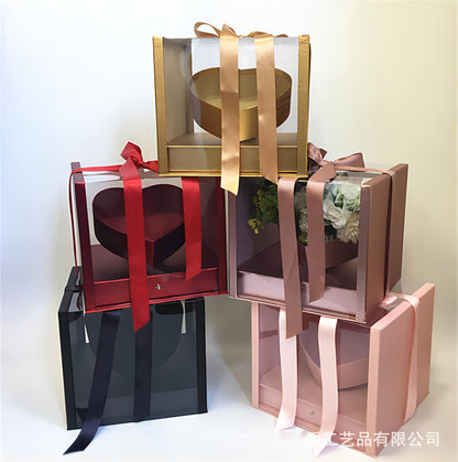 Transparent Flower Gift Box With Drawer