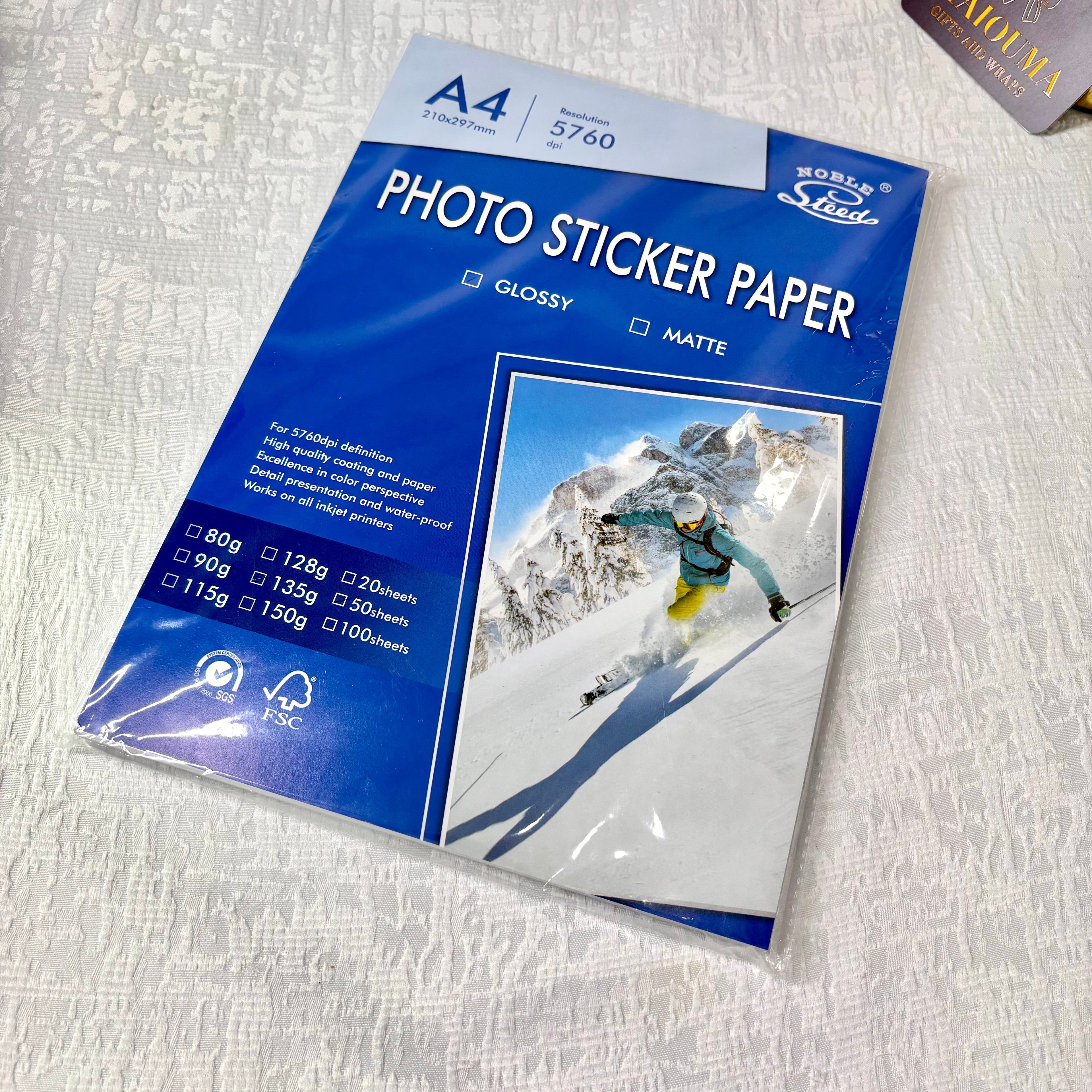 White Photo Paper A4 labels, inkjet.
