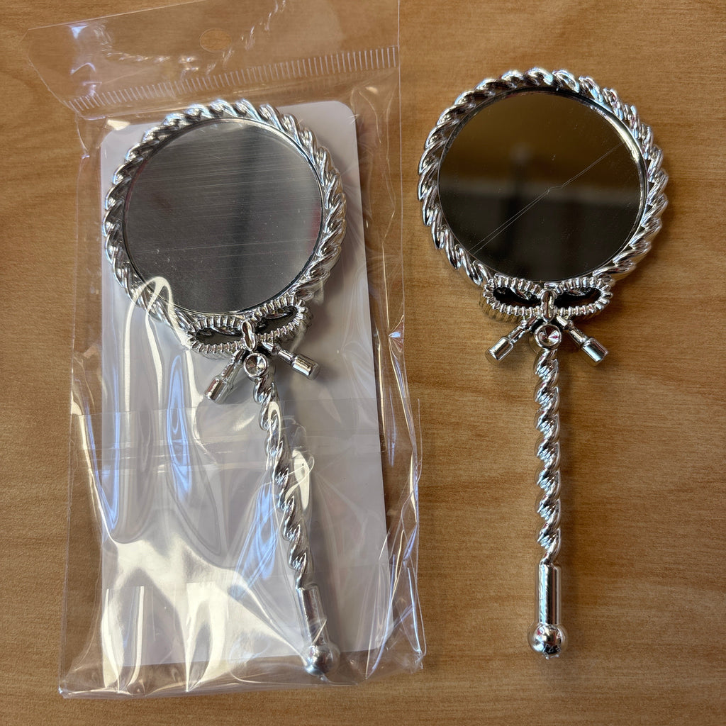 Handheld Makeup with Clear Mirror With Bow decoration Gold & Silver Portable Party Favor Wedding Favours