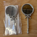 Handheld Makeup with Clear Mirror With Bow decoration Gold & Silver Portable Party Favor Wedding Favours
