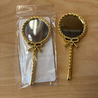 Handheld Makeup with Clear Mirror With Bow decoration Gold & Silver Portable Party Favor Wedding Favours