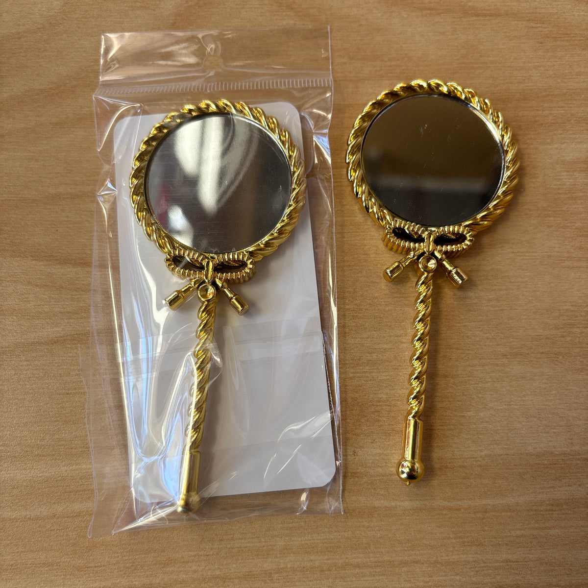 Handheld Makeup with Clear Mirror With Bow decoration Gold & Silver Portable Party Favor Wedding Favours