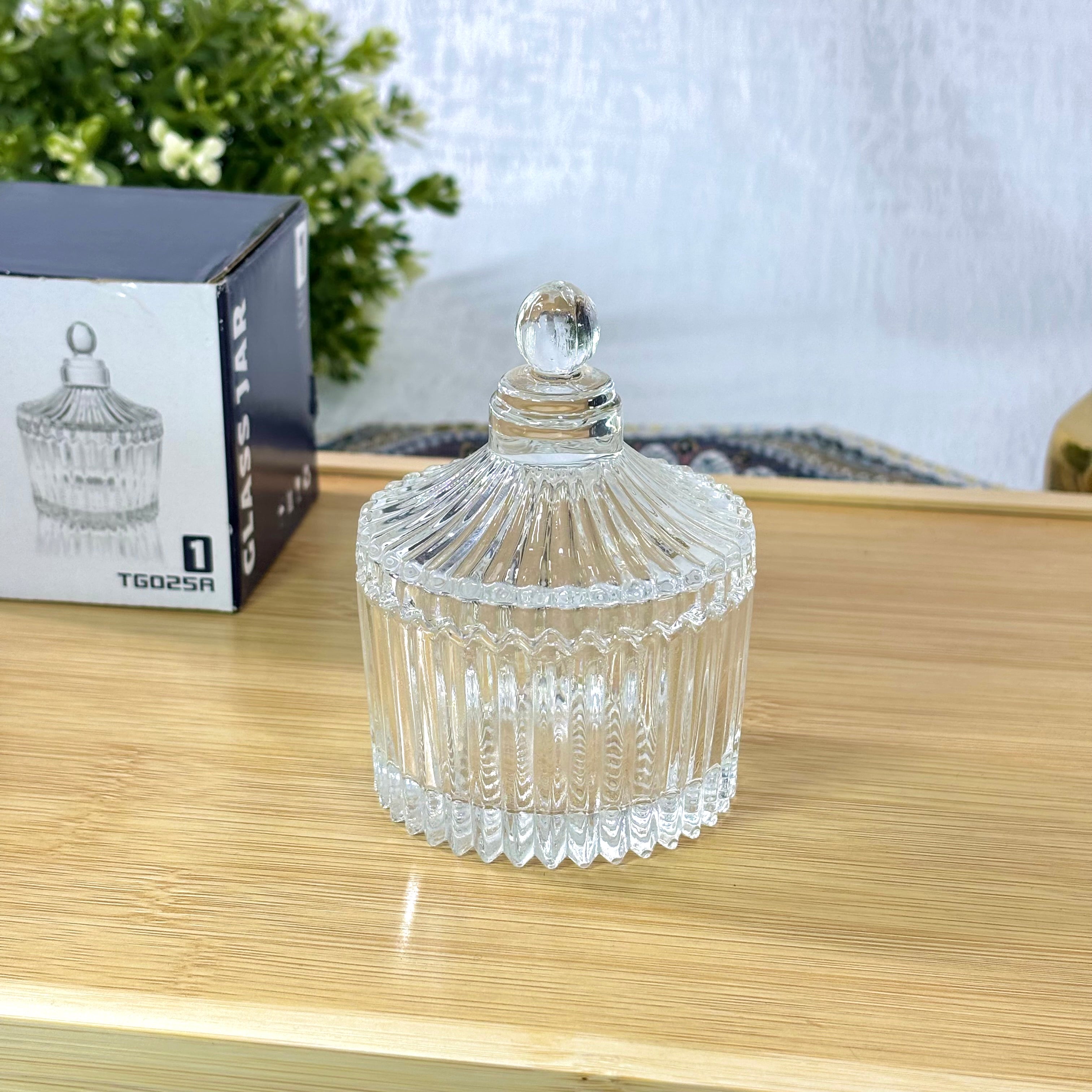 Crystal Clear Glass Pot Decorative with LED