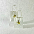 Gift Bag white color, Paper Bag Golden Glitter Star Design