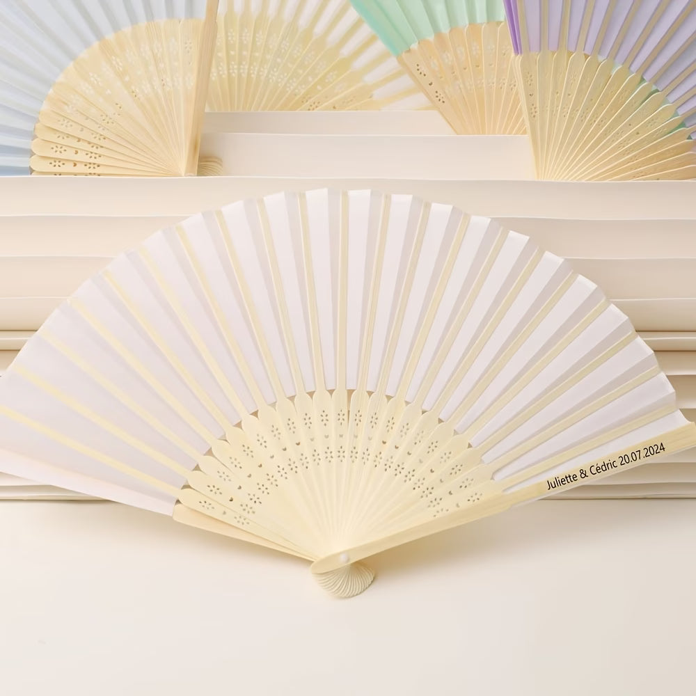 Personalized Custom Wooden Fabric Wedding Fans