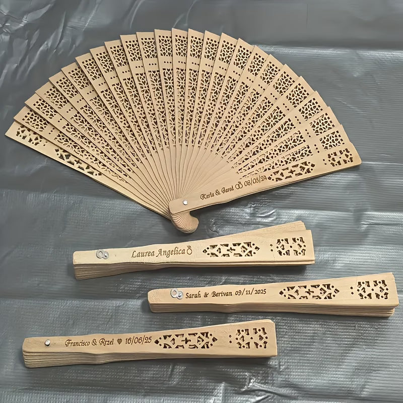 Personalized Wooden Hand Fans for Wedding
