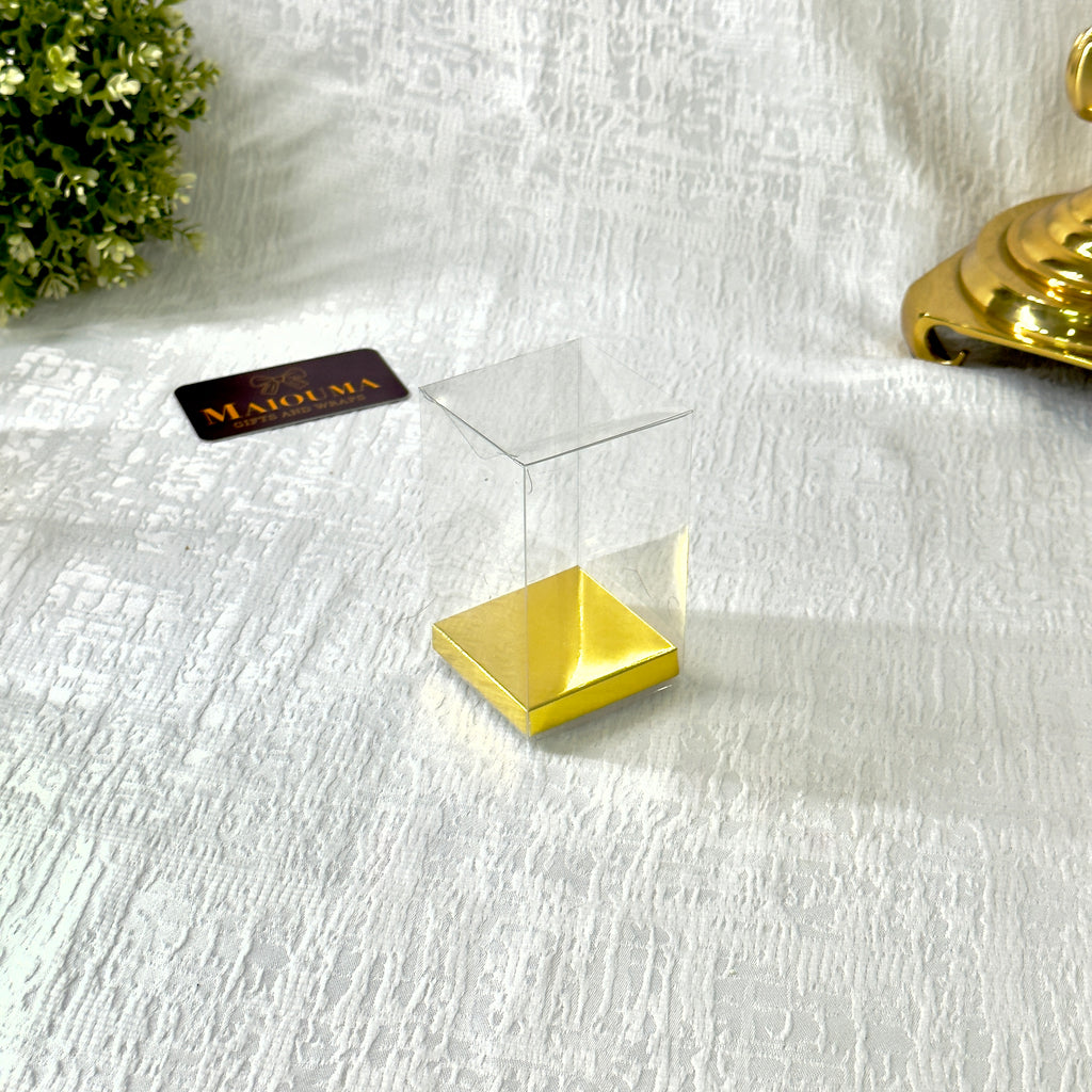 Clear Plastic PVC Box with Golden Base Party Favor Box