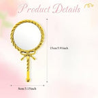 Handheld Makeup with Clear Mirror With Bow decoration Gold & Silver Portable Party Favor Wedding Favours