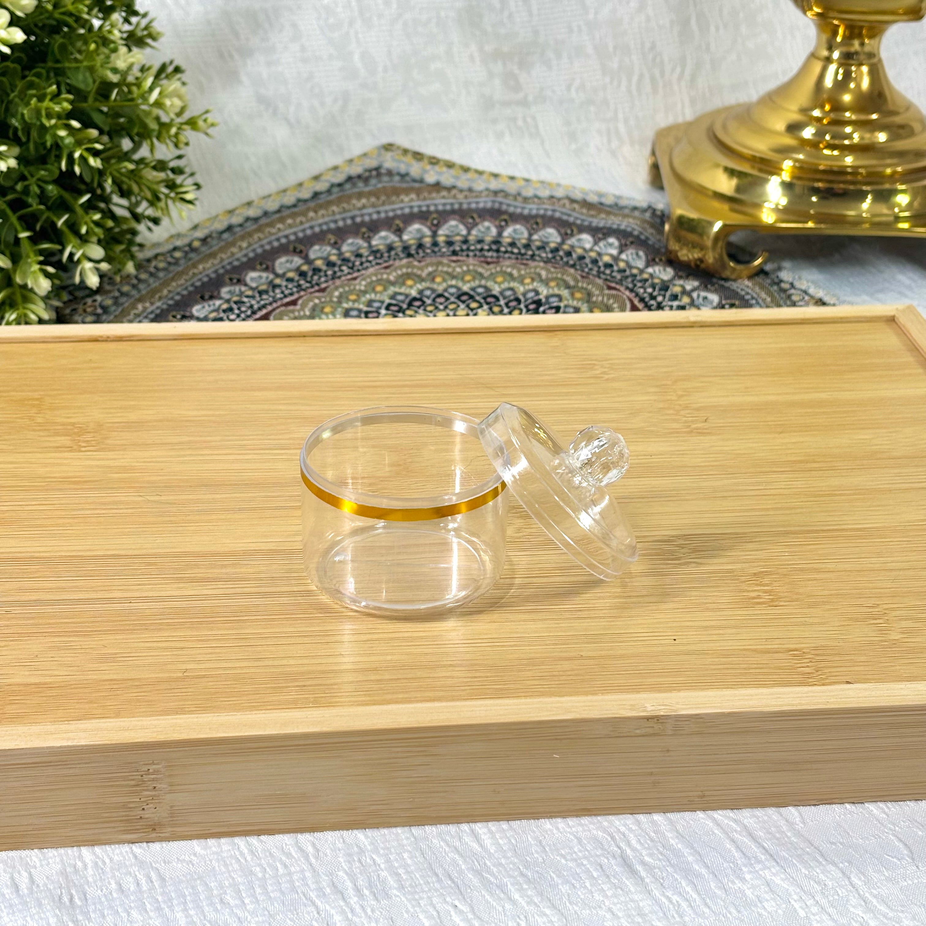 Clear Acrylic Jar with Gold Line