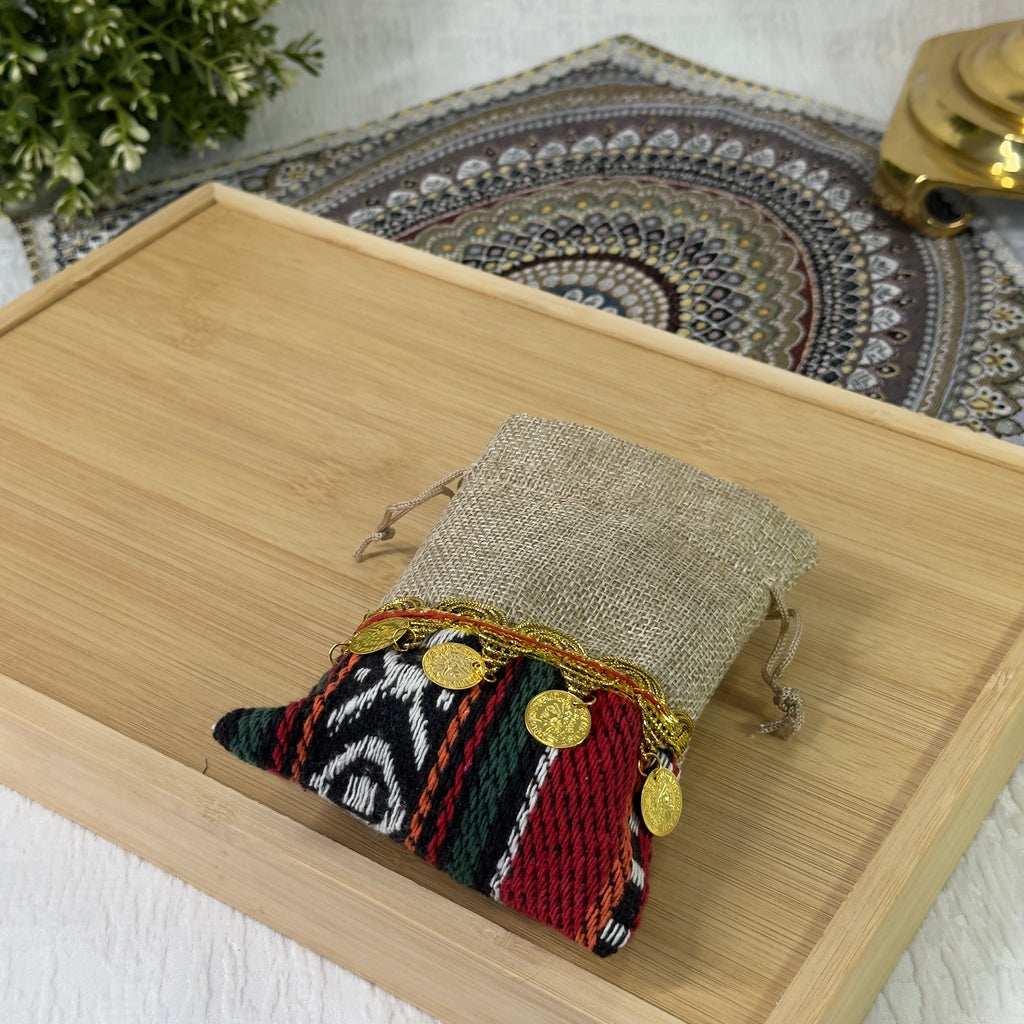 Woven Jewelry Pouch with Drawing Closure - Ethnic Colorful Gift Bags Suitable for Wedding Favors