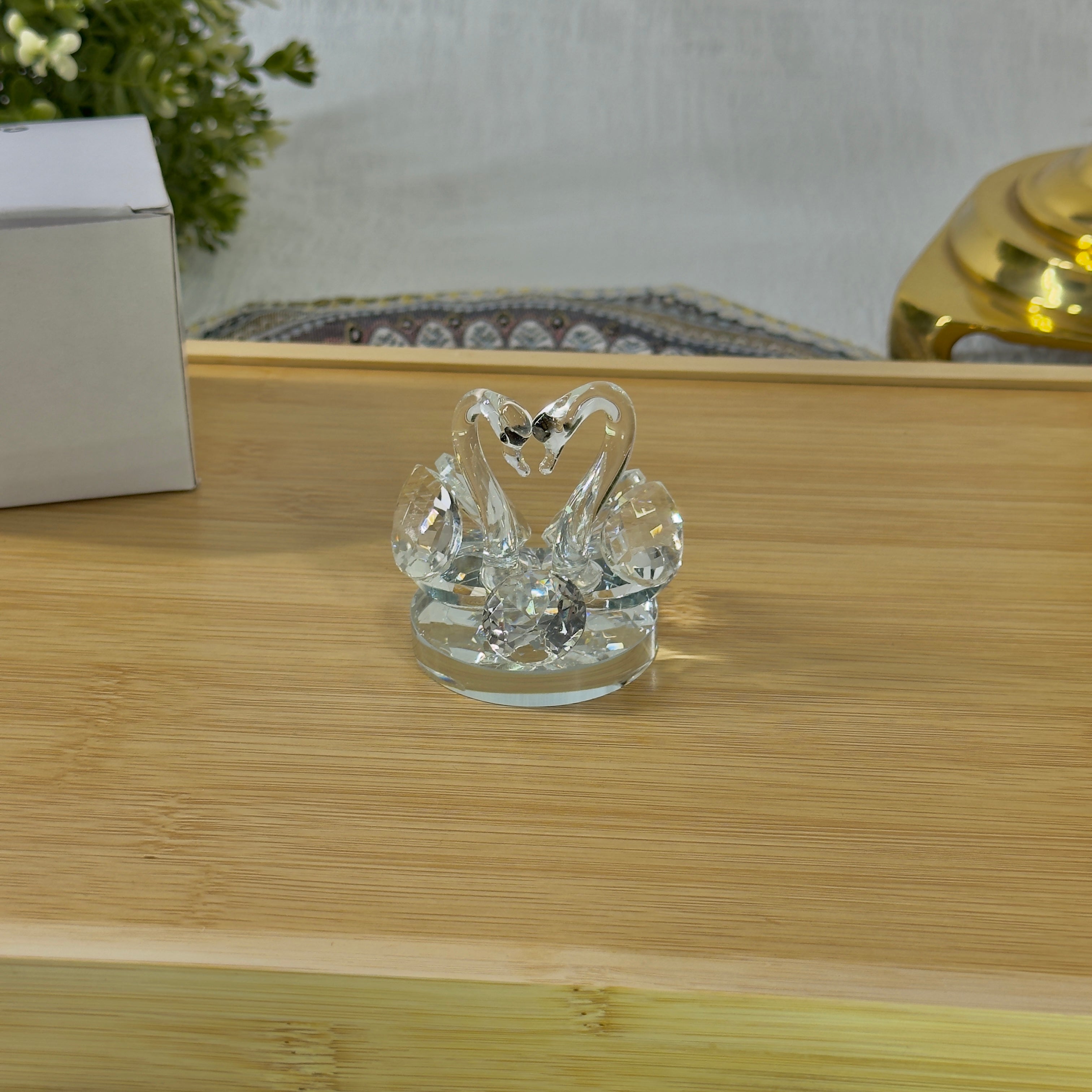 Love Swans Crystal Figure