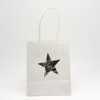 Gift Bag white color, Paper Bag Golden Glitter Star Design