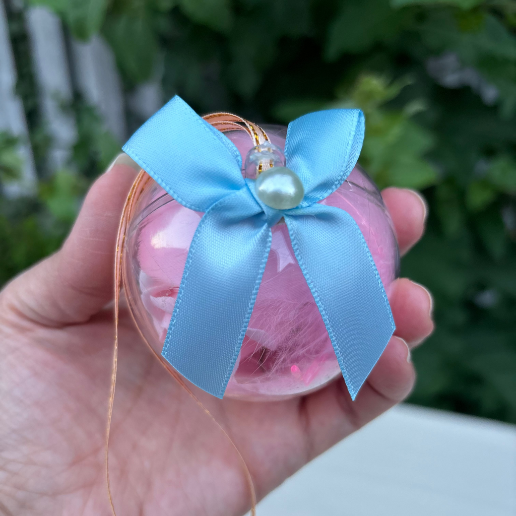 Acrylic Clear Ornament with Pink Flower