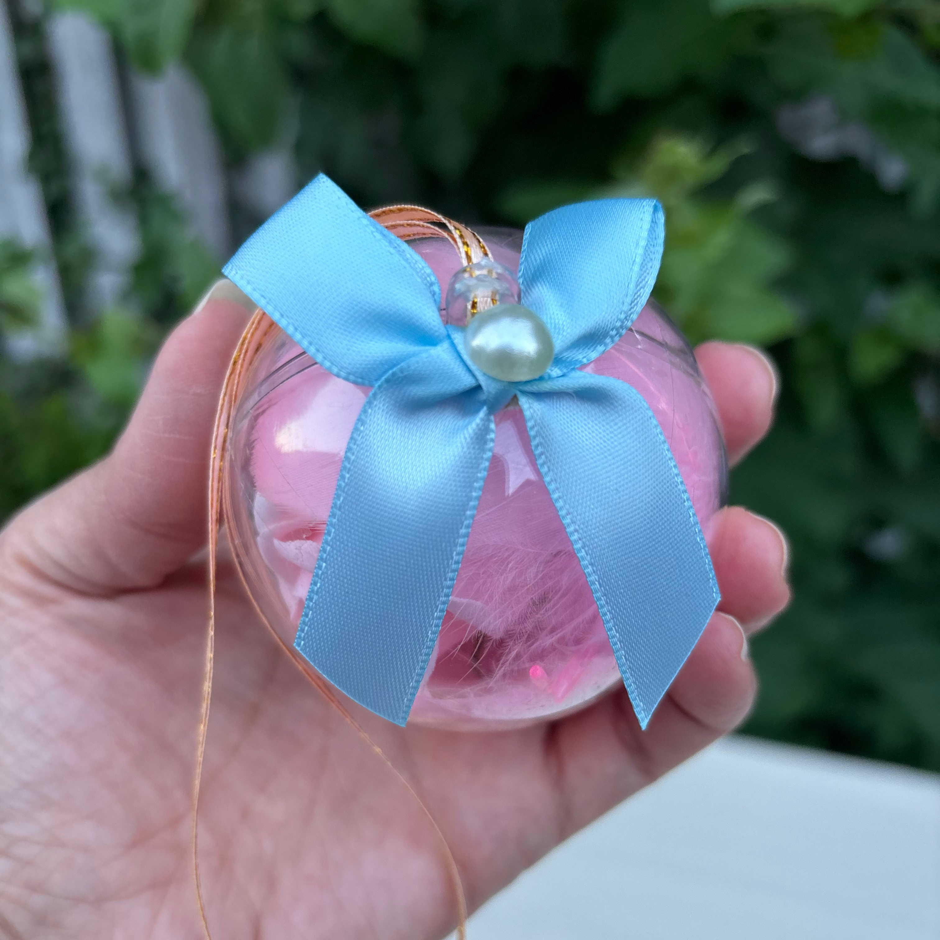 Acrylic Clear Ornament with Pink Flower