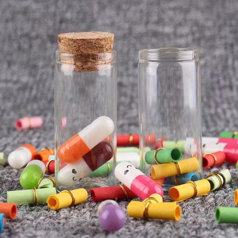 Glass Tubes with Cork Stopper, Wedding Favor