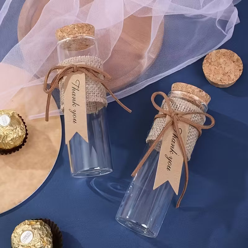 Glass Tubes with Cork Stopper, Wedding Favor