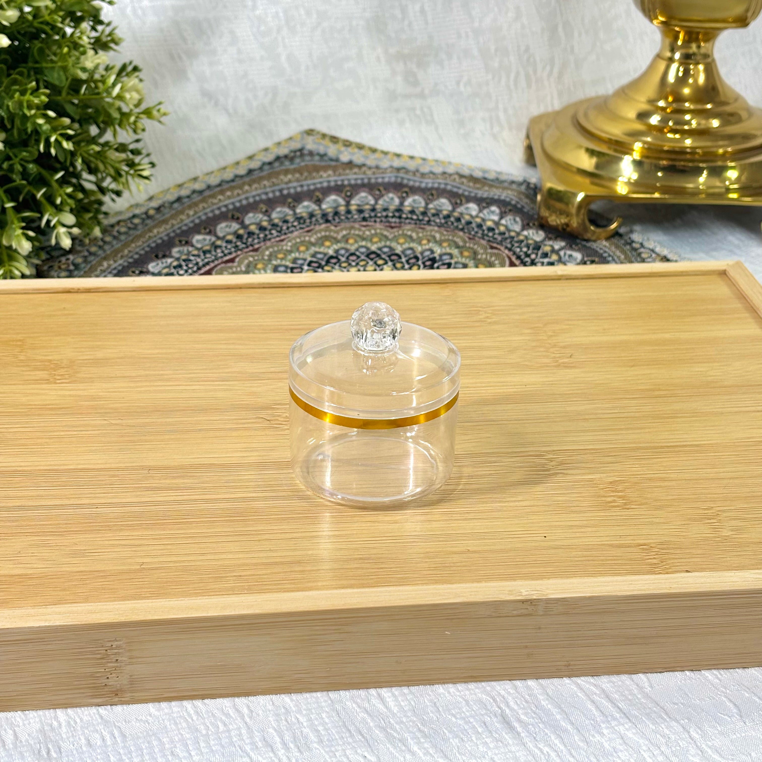 Clear Acrylic Jar with Gold Line