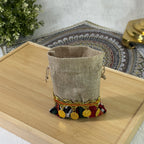 Woven Jewelry Pouch with Drawing Closure - Ethnic Colorful Gift Bags Suitable for Wedding Favors