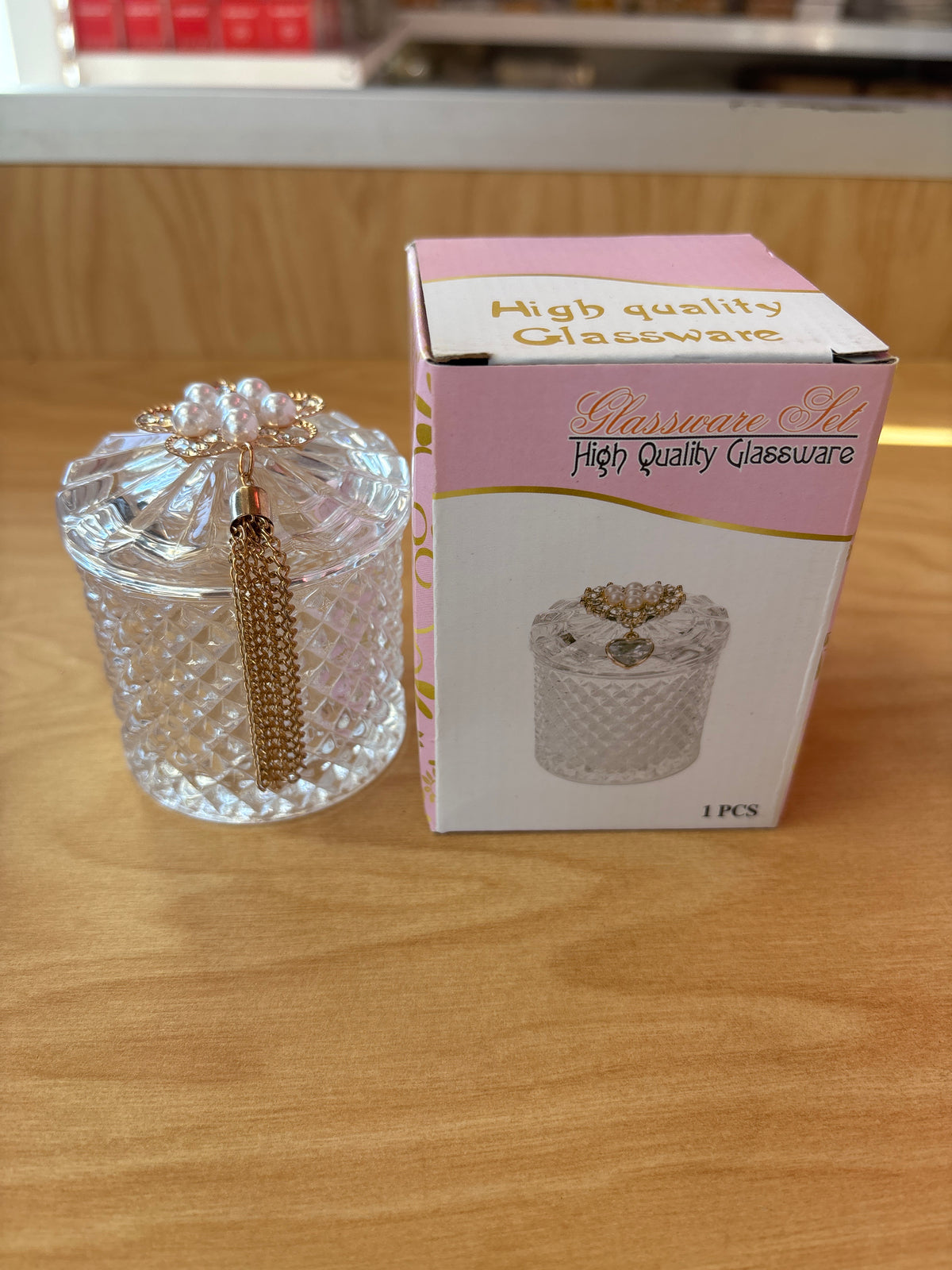 Glass Bowl Sugar Bowl with Gold accessories Glass Lid Party Favor Wedding Favours F90283