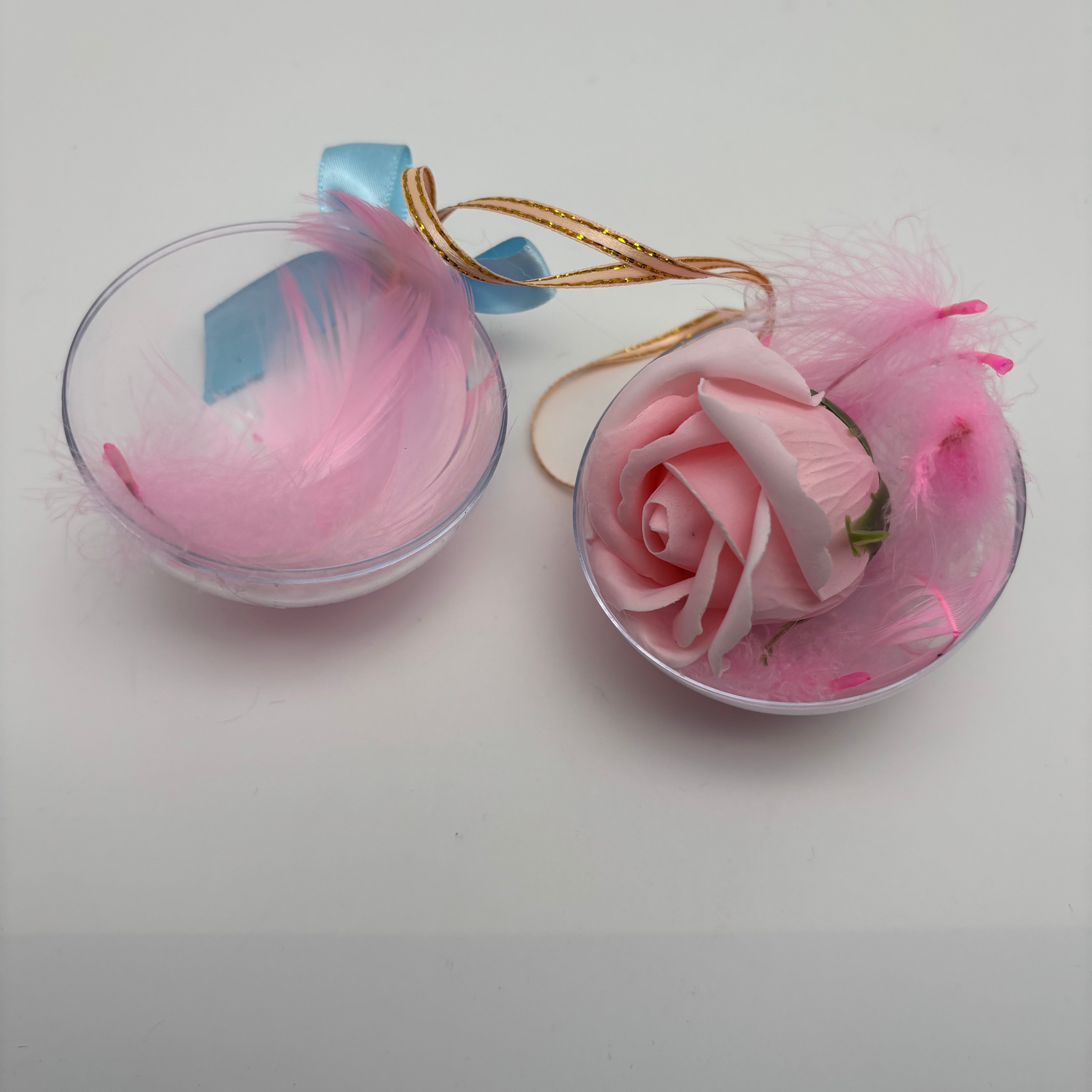 Acrylic Clear Ornament with Pink Flower