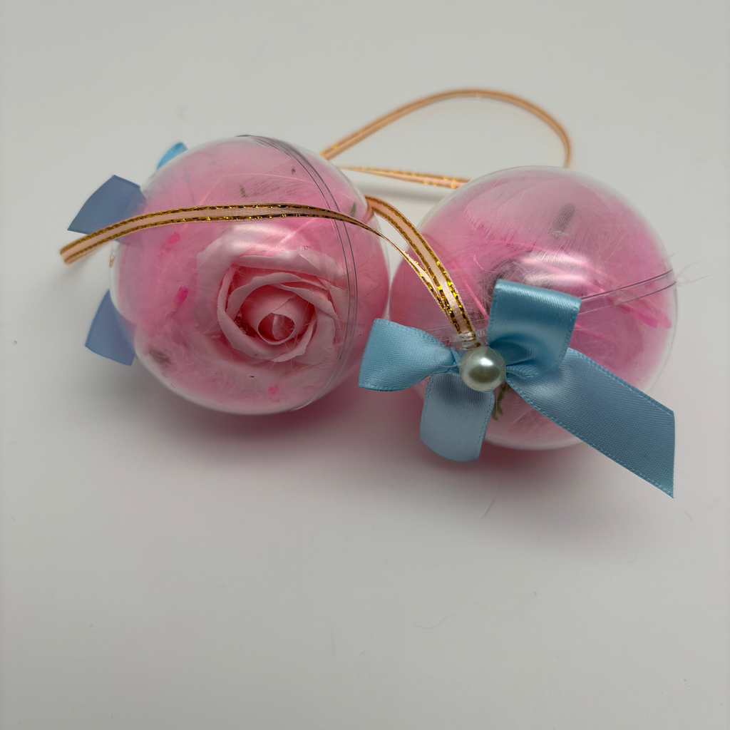 Acrylic Clear Ornament with Pink Flower