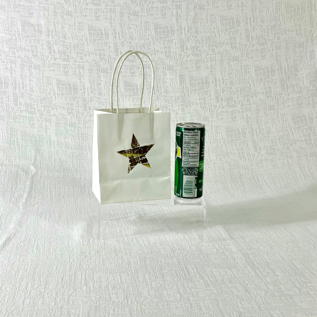 Gift Bag white color, Paper Bag Golden Glitter Star Design