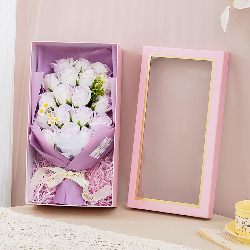 Flower Box Gift Box with Clear Lid
