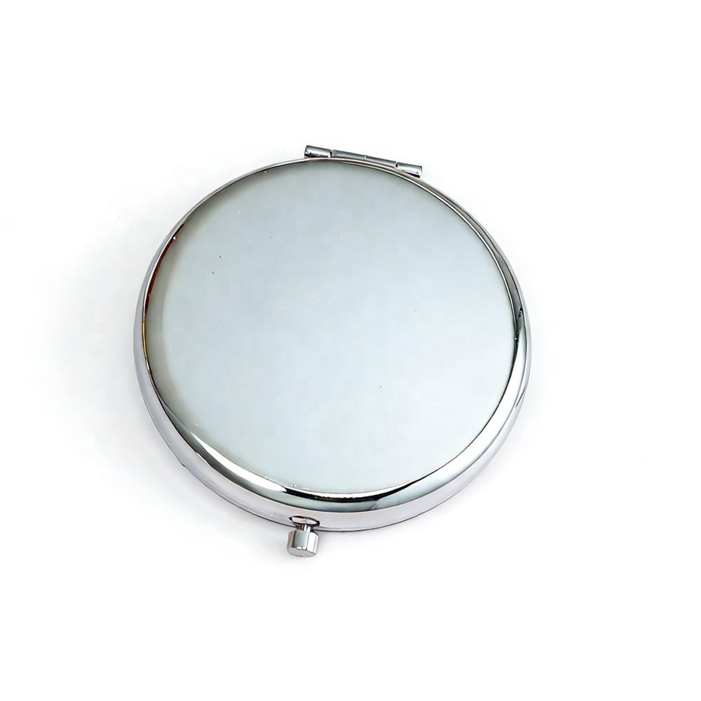 Customized Logo Souvenir Double Sided Metal Mini Pocket Mirror Round Gold Silver Laser Compact Mirrors for Women Folding Mirror Party Favors