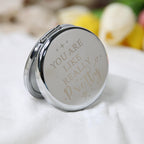 Customized Logo Souvenir Double Sided Metal Mini Pocket Mirror Round Gold Silver Laser Compact Mirrors for Women Folding Mirror Party Favors