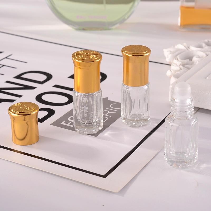 Roller Bottle Perfume bottle 3 ml, 6ml & 12 ml Essential Oil Perfume Oil Roll on Glass Bottle Bottle with Gold Cap