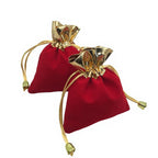 Red & Black Velvet Drawstring Bags with Golden Rim Jewelry Pouches for Earrings Stamping Wedding