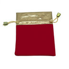 Red & Black Velvet Drawstring Bags with Golden Rim Jewelry Pouches for Earrings Stamping Wedding