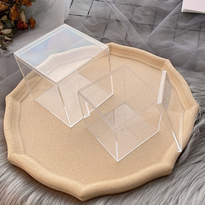 4.5-15cm Transparent Plastic Acrylic Square Box with Lid and Base Candy Box for Figurines Rubik's Cube Display Packaging