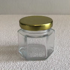 25 ml, 50 ml &  100 ml Hexagonal Glass Jars for Honey Gold & Silver Metal Lids Jar