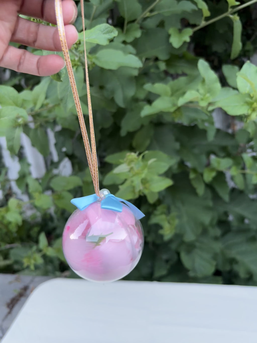 Acrylic Clear Ornament with Pink Flower